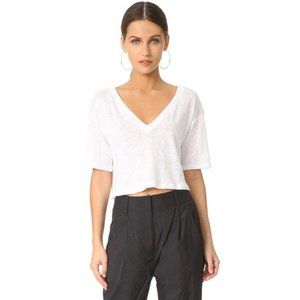 A.L.C Revolve Connor Cropped Boxy Linen Tee Top in White Size Small NWT
